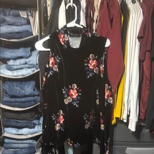 Black Velvet Floral Dress